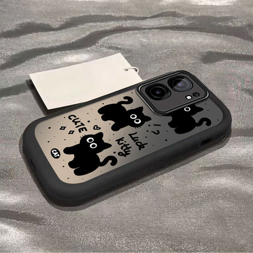 适用iqooneo9spro+手机壳neo8/9新款5/5s/5活力版3泡芙壳三只黑猫ipooneo6se全包防摔iq00neo7竞速版硅胶软壳