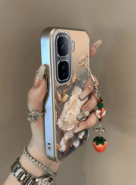 适用iqooneo10/9pro手机壳新款vivoiqooneo8日落金莲ipooneo6se全包防摔iq00neo7/5软硅胶neo3电镀高级感