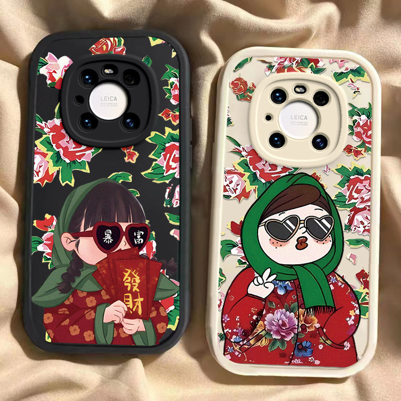 适用于华为mate40pro手机壳东北花袄新款MATE40全包防摔卡通Mate40EPro硅胶网红保护套mt40e男女可爱超薄软壳