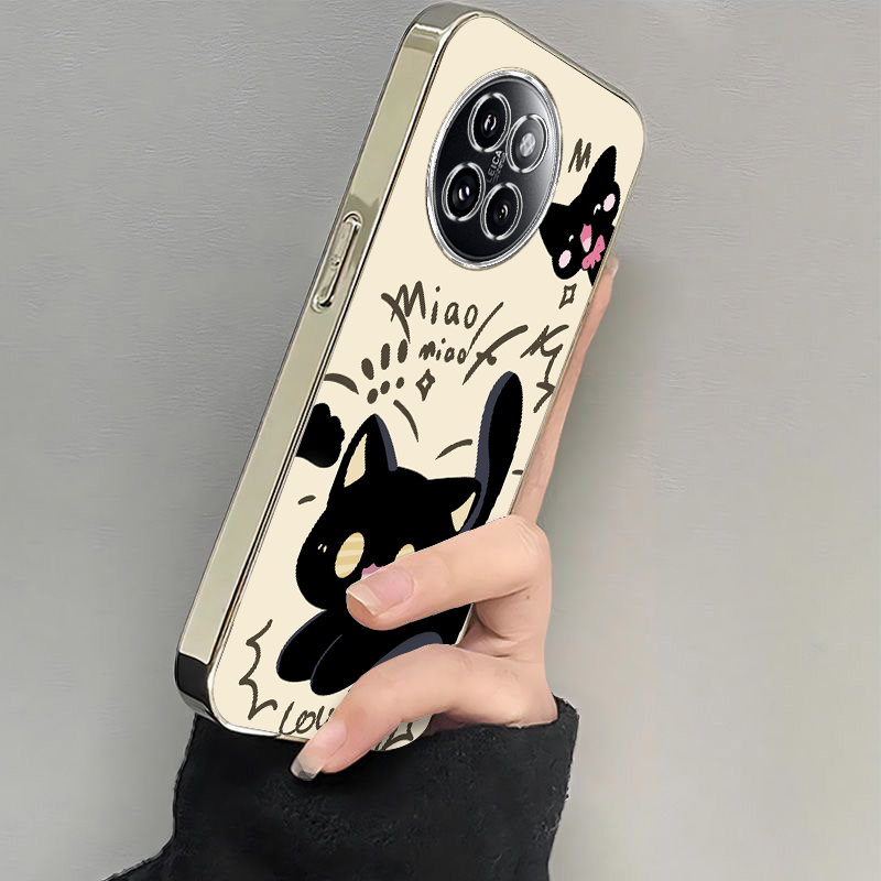 适用小米civi4pro手机壳新款CIVI3软红米10Xpro5G全包防摔Redmi9A10a电镀硅胶套cviv1s喵喵黑猫vici2男女高级
