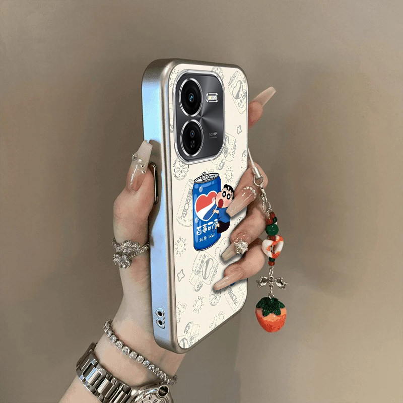 适用vivoy37pro手机壳新款y200Y100i百事可爱小新 y53s硅胶vovoy52s全包y31s标准版防摔y33s电镀y32ty30g潮