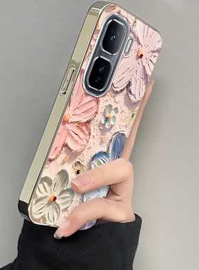 适用iqooneo10/9pro手机壳新款vivoiqooneo8彩色海棠花ipooneo6se全包防摔iq00neo7/5软硅胶neo3电镀高级感