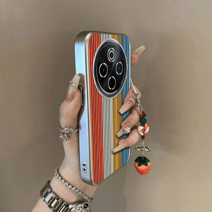 适用vivoy300Pro手机壳新款y200/y78/y77e竖彩色条纹送手y76s硅胶套vovoy66y73sy71t防摔y93s85a女y70sY300