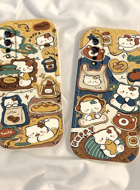 适用vivoy78手机壳新款y77e可爱y76s硅胶保护套vovoy70s全包y78十防摔y73s外壳viviy75s男5g女y71t咖啡猫咪m+