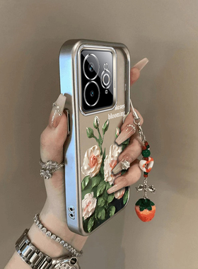 适用真我GT7Pro竞速版手机壳白色玫瑰realmeGT7Pr0保护套Realme新款OPPO硅胶全包防摔外壳OPPOGT板7P男女