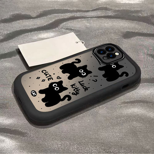 适用oppoa3pro/a2x/a1手机壳a58x新款a93s泡芙壳opopa96硅胶A575G可爱a11x防摔a32全包72男a36女a9/8三只黑猫