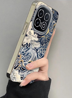 适用iqoo13手机壳新款vivoiqoo12pro浮世绘海浪镂空iQOO11S全包防摔ipoo8硅胶套icoo10电镀iq007高级感5iqoou