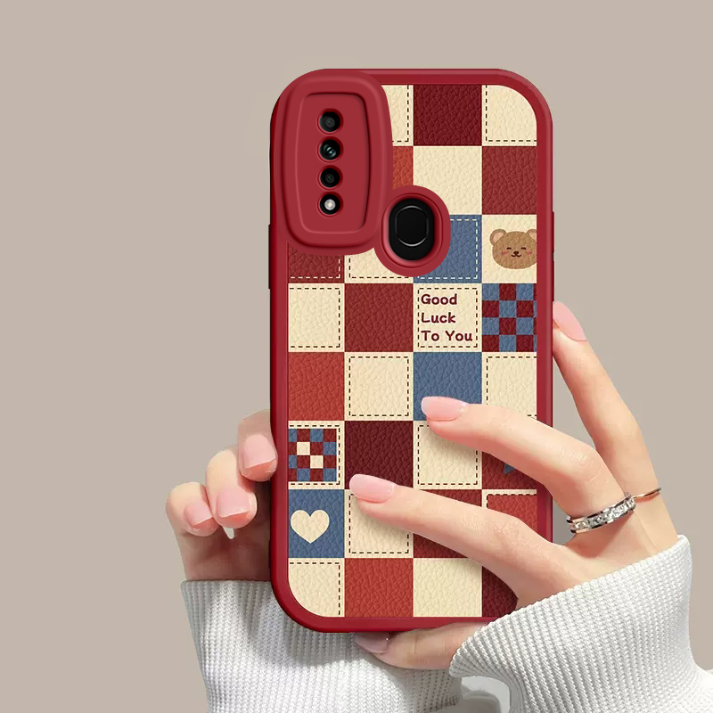 oppoA8手机壳A8新款格子小熊OPPO全包防摔保护套oppa软壳0pp0opp0ppoA潮opa网红oopoa男poopa女opooa钢化膜