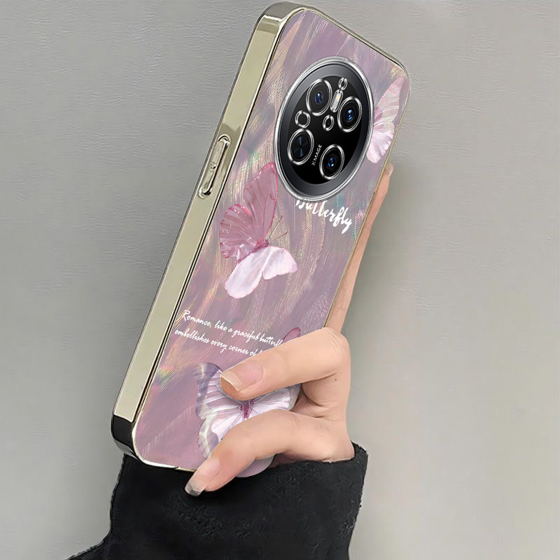 适用华为mate70手机壳新款mate60/50/40pro水波纹蝴蝶mete30e防摔硅胶M60RS全包软壳mate20por电镀10高级感