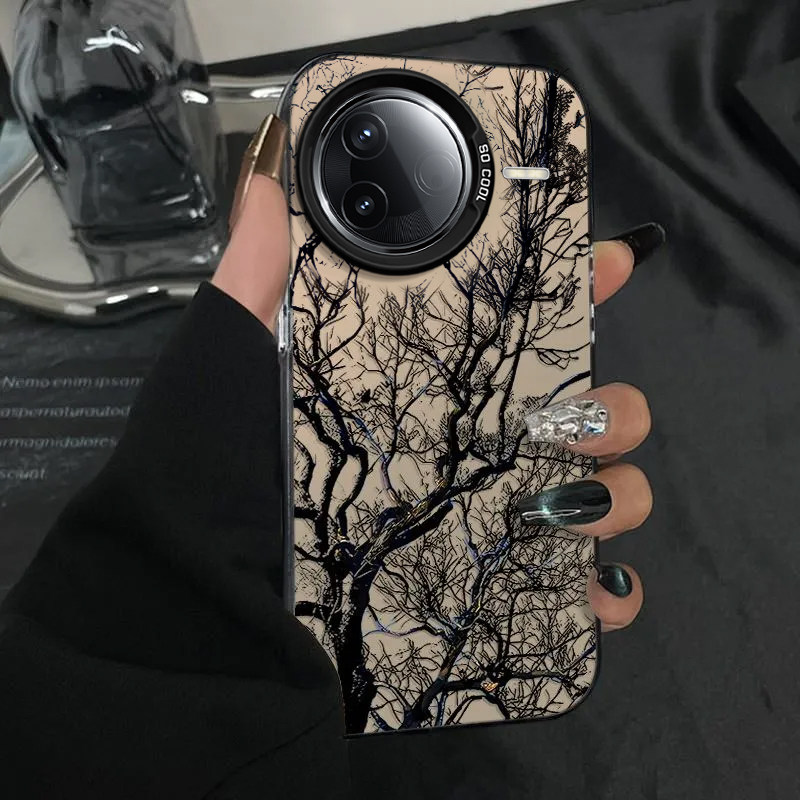 适用红米K80手机壳K70新款RedmiK60至尊版素描枯树小米k50pro软硅胶外壳k60e全包防摔k40s电镀k30k20pro