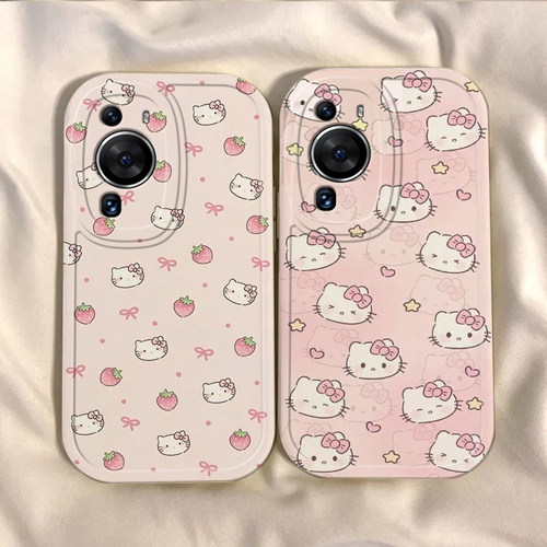 适用华为P60Pro手机壳P6OPro草莓KT猫保护套新款外壳液态硅胶软壳全包防摔P60P六零Pura是Pr0怕/拍/平Por男女