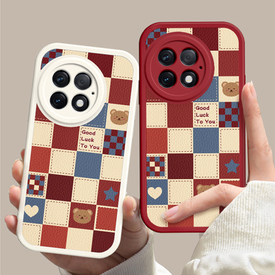 适用一加13手机壳1加13保护套PJZ110新款外壳硅胶高级感全包防摔ONEPlus十三1+13十OPPOPJZ男女格子小熊