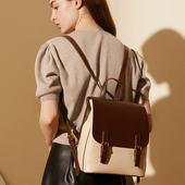 时尚 小众设计大容量复古撞色通勤背包不撞款 双肩包2026新款 高级感