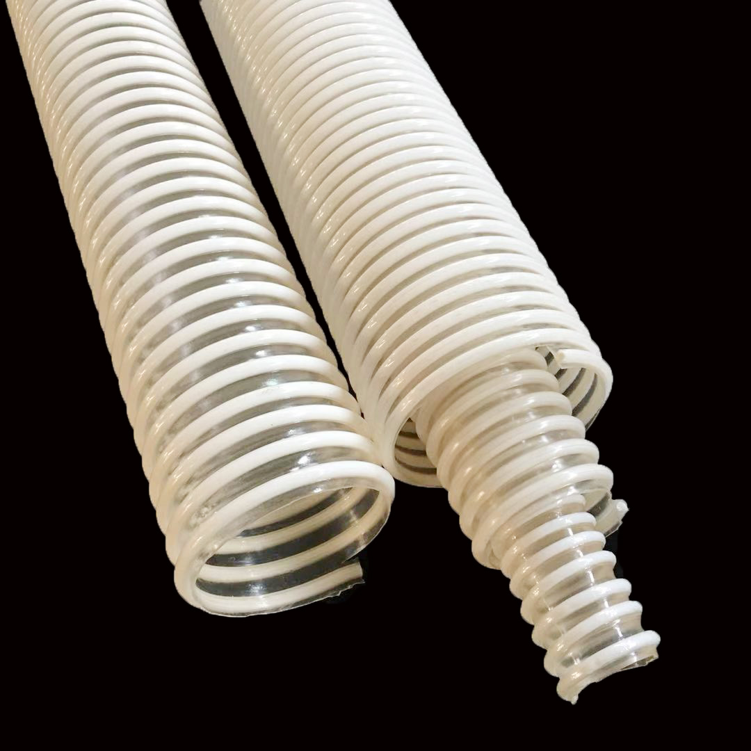 新款pu塑筋软管增强耐磨吸沙管防静电dn50聚氨酯塑料白色2寸包邮