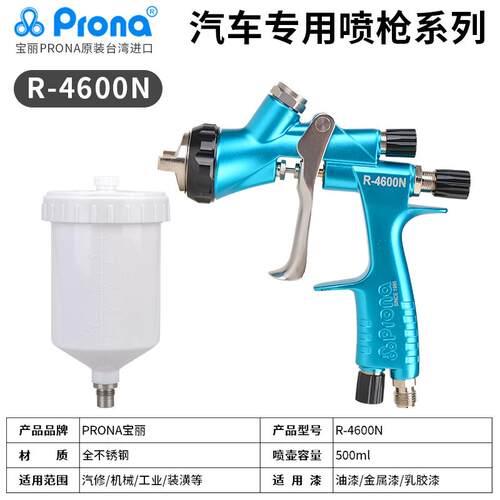 新款Prona宝丽R-4600N/4660同款专业级汽车家具喷漆枪色漆清包邮