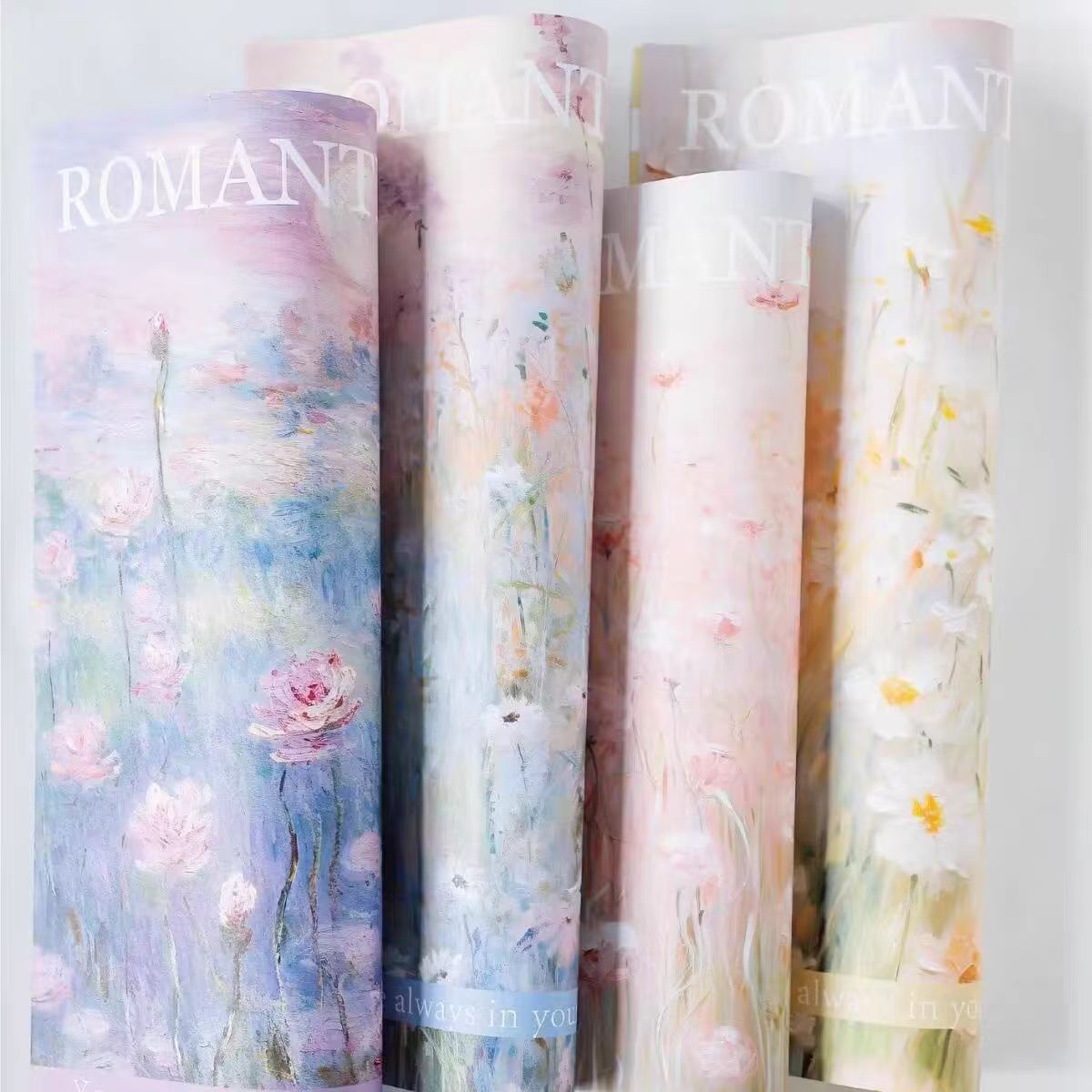 网红油画风小春日小花牛皮纸