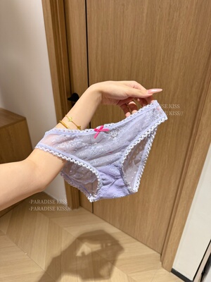 「KISS」毛球爆款日系蕾丝内裤女士透气无痕性感网纱诱惑低腰