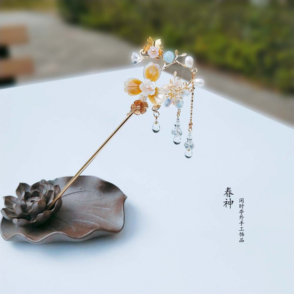 古代风发簪子复古典步摇流苏发钗子魏晋唐风多宝包邮汉服配饰春神