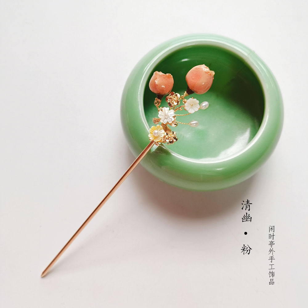 古代发簪子复古典发钗子旗袍汉服盘发保色玫瑰魏晋风头饰包邮清幽