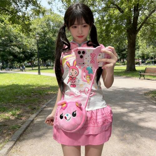 日系少萝可爱斜挎包mezzopiano钢琴毛绒包小包萌系女儿服配饰粉色