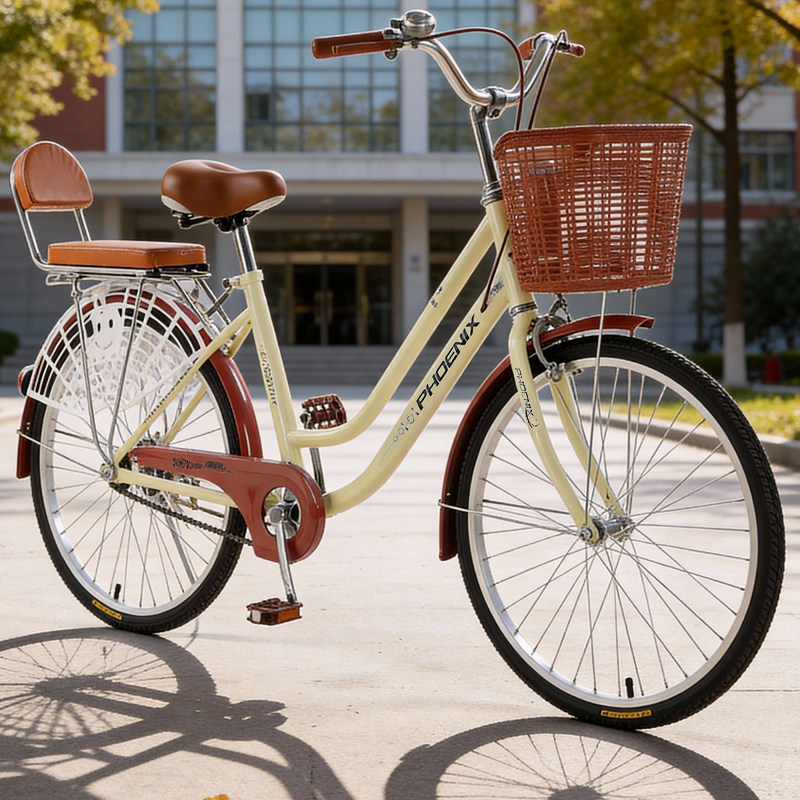 凤凰牌女式自行车成人学生24/26寸普通代步通勤上班复古淑女单车