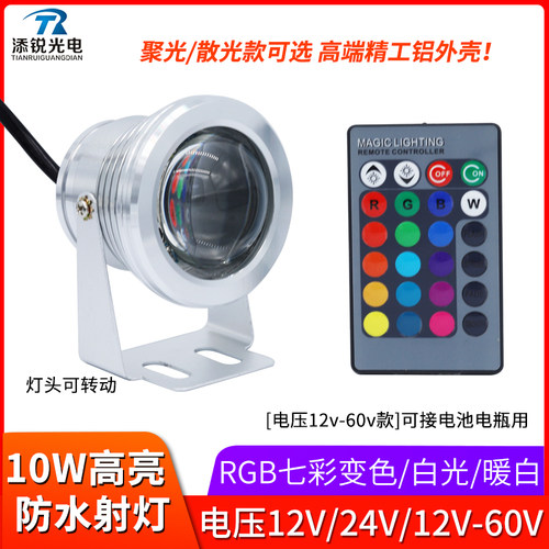 10W超亮防水RGB射灯12v24v60v