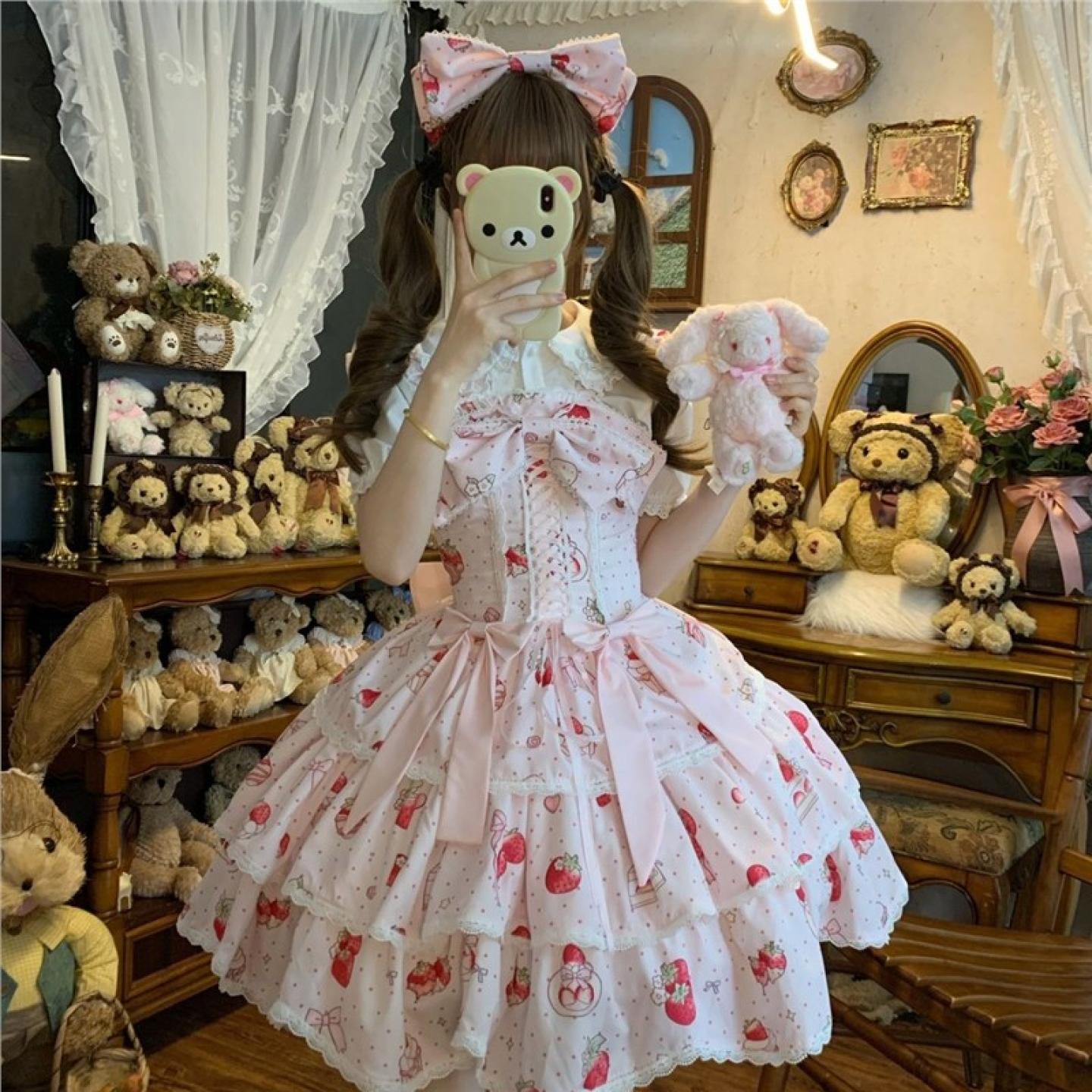 草莓园一只呆甜美显瘦洛丽塔裙