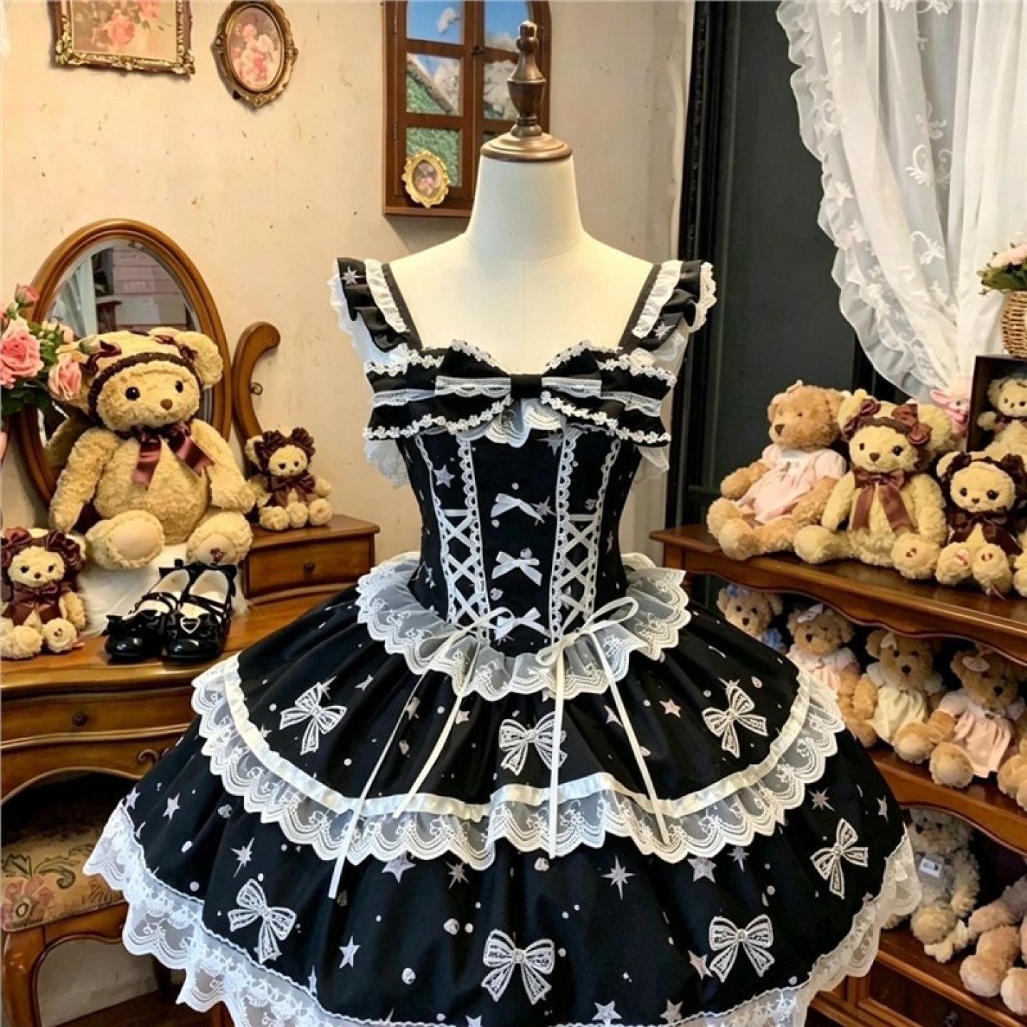 Lolita甜系吊带背带裙甜美百搭