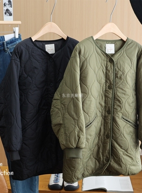 V.日D~LOG*OS 轻便款舒适中长棉服  日系休闲衍棉葫芦状绗缝外套