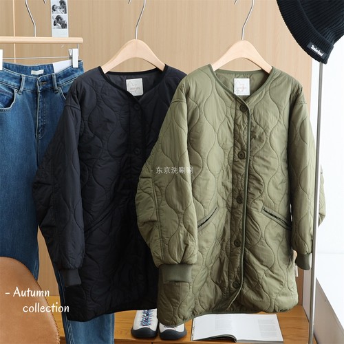 V.日D~LOG*OS 轻便款舒适中长棉服  日系休闲衍棉葫芦状绗缝外套