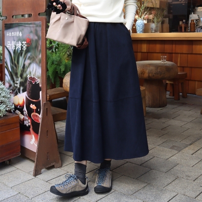 强烈推荐！chic感灯芯绒百搭半身裙~全松紧腰 文艺范休闲气质伞裙