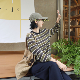 掌柜推荐！自带滤镜感的秋日条纹衫~宝藏款！早秋复古感长袖t恤