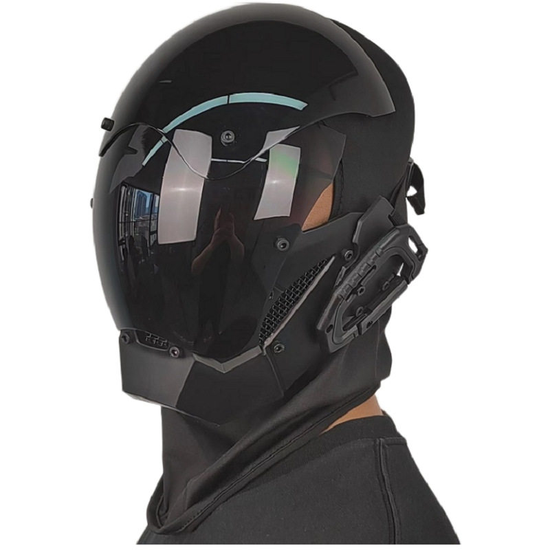 赛博朋克2077黑色面具吃鸡头套万圣节成人全脸机甲面罩道具