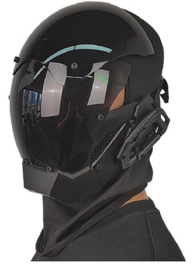 赛博朋克2077黑色面具吃鸡头套万圣节成人全脸机甲面罩道具