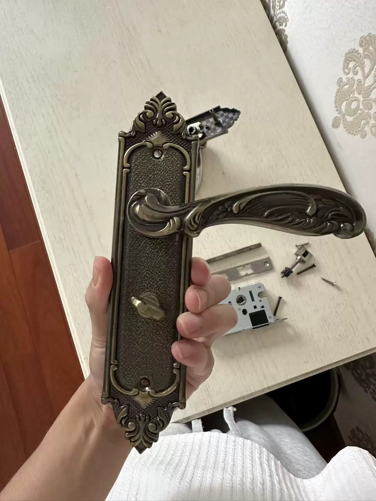 欧式青古铜5050锁体门锁大木门别墅门锁孔距140可配老款5050锁