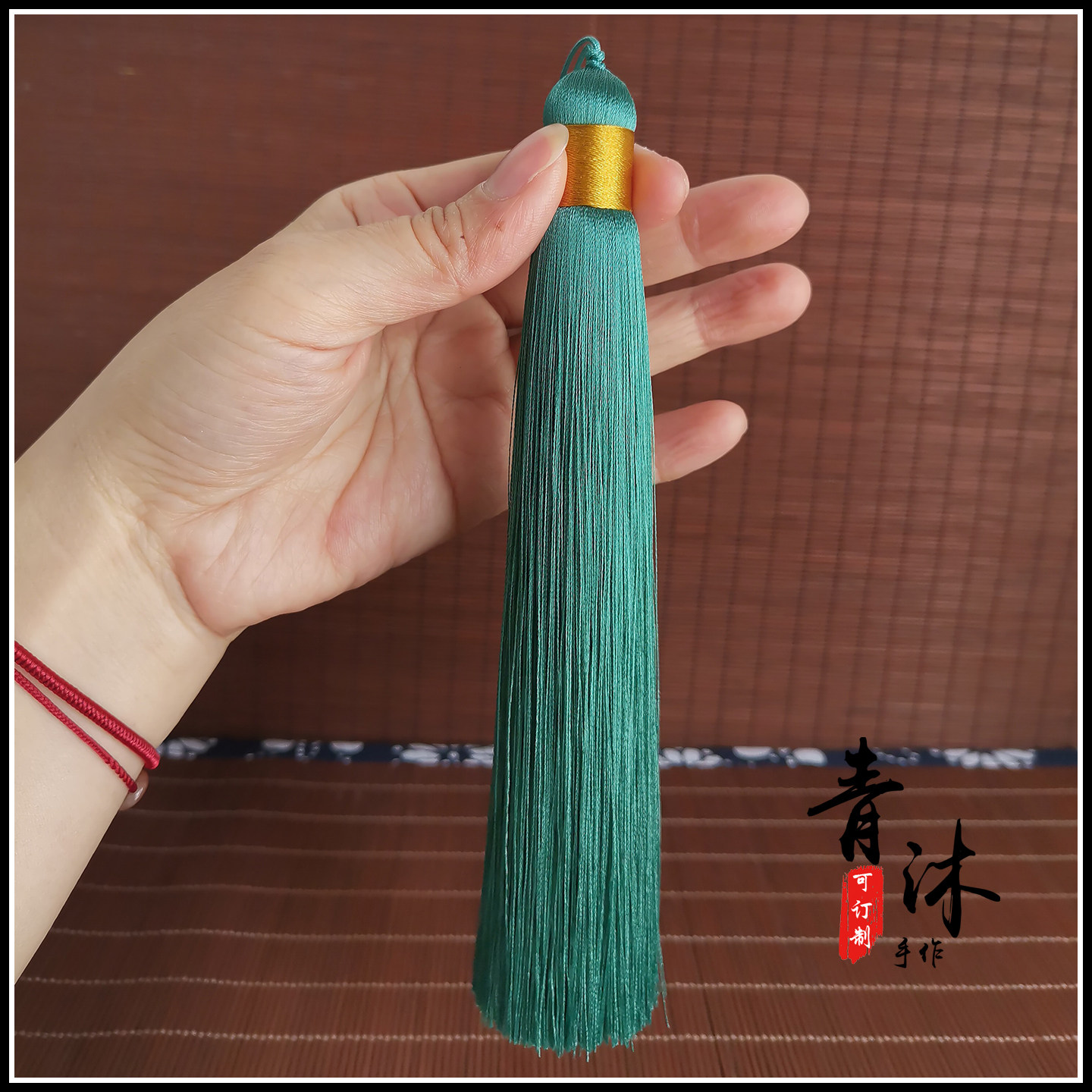 古绿色复古耐看流苏穗簪子腰牌配饰乐器摆件玉坠流苏吊穗挂穗