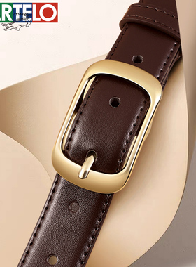 卡帝乐鳄鱼皮带女2024新款夏针扣配牛仔裤腰带设计感TK