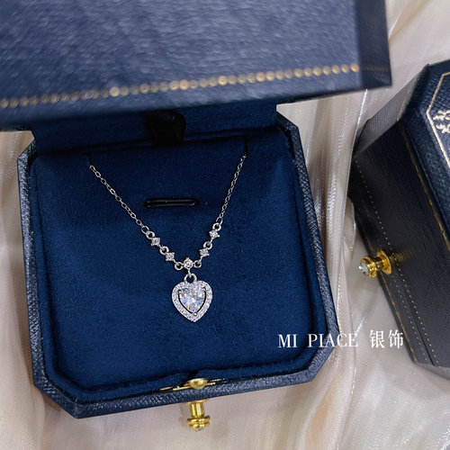 爱心项链999足银送女朋友礼物