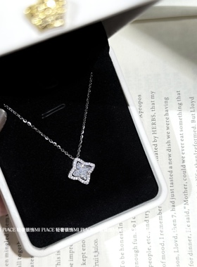 足银999满钻四叶草项链女高级感轻奢锁骨链送女友闺蜜节日礼物