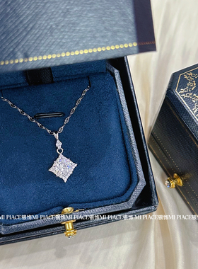 s999纯银八芒星项链女轻奢小众设计感闪钻吊坠送女生闺蜜生日礼物
