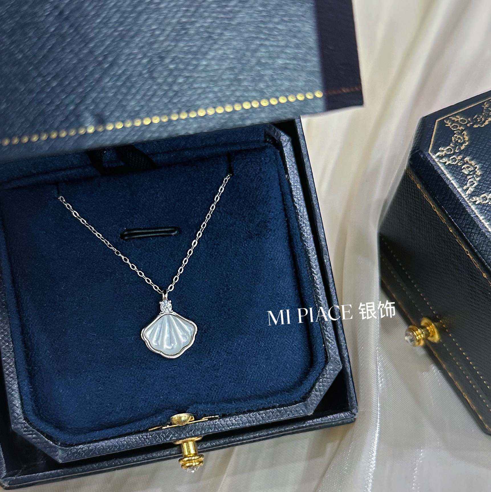 一贝子贝母项链女s999纯银轻奢小众设计感锁骨链送女友情人节礼物