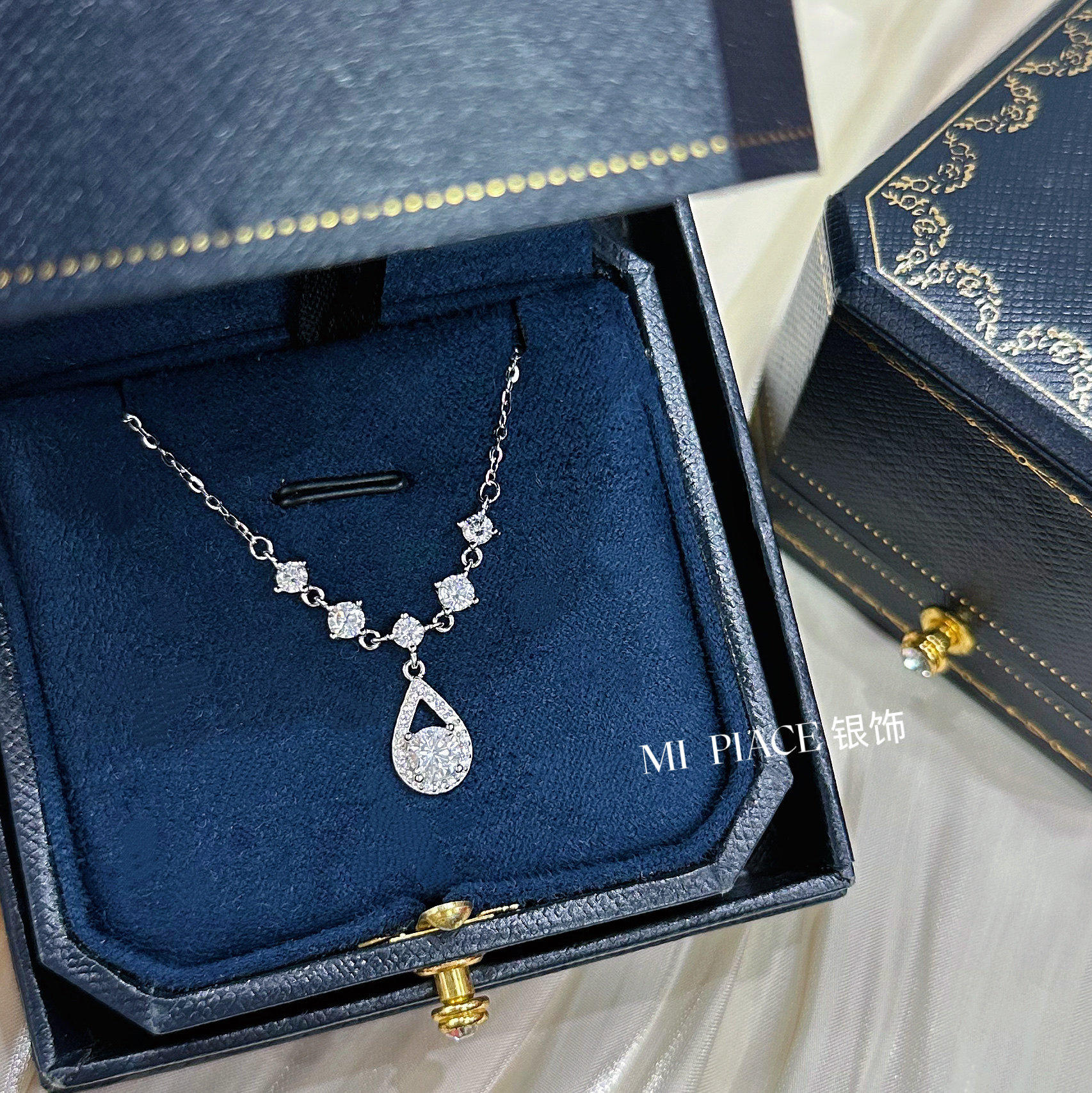 s999纯银人鱼之泪项链女轻奢小众高级感锁骨链送女生闺蜜生日礼物