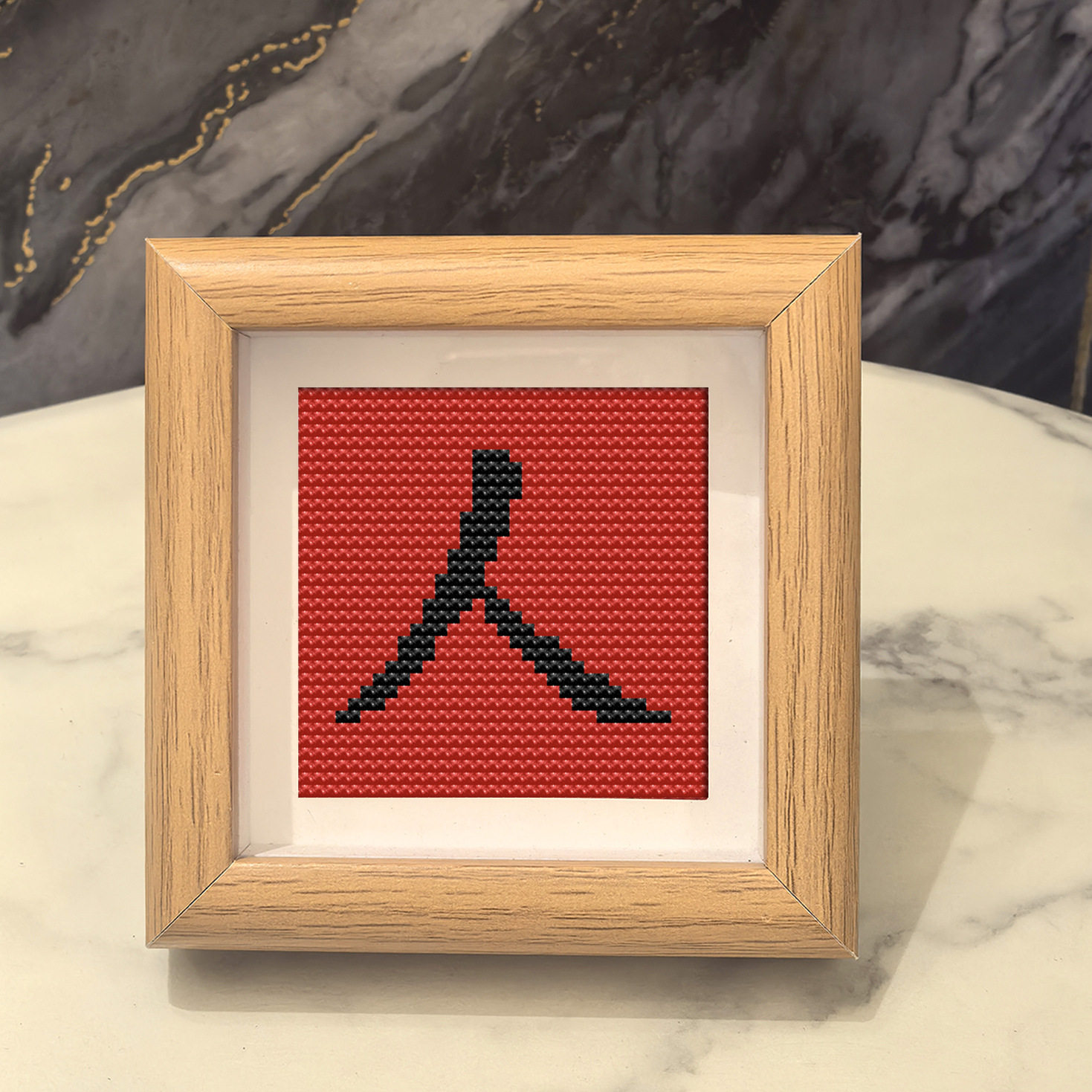 喜庆吉祥字人十字绣带相框桌面摆件DIY线绣家居客厅装饰礼物创意