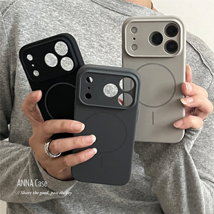 ANNACASE高级冷淡灰系云感磁吸手机壳适用iphone17promax苹果14全包17新款 15pro液态硅胶16Promax防摔保护套