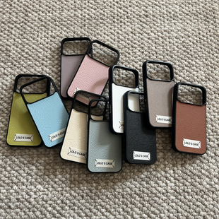 ANNACASE秋冬ins高级纯色荔枝纹标签皮质手机壳适用iphone17promax苹果14软13新款15pro女16ProMax防摔保护套