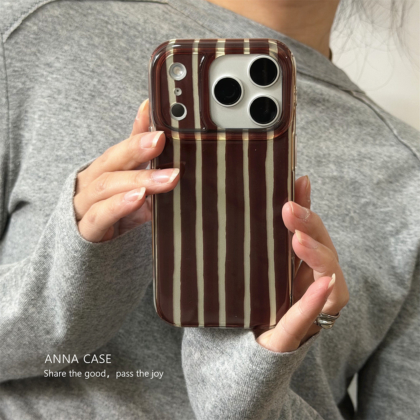 ng2510227 Annacaseins Girly Spring High-End Color-Blocking Striped Phone Case Suitable For IPhone Max, 14 Soft Case, New 13, 15_voghion.com
