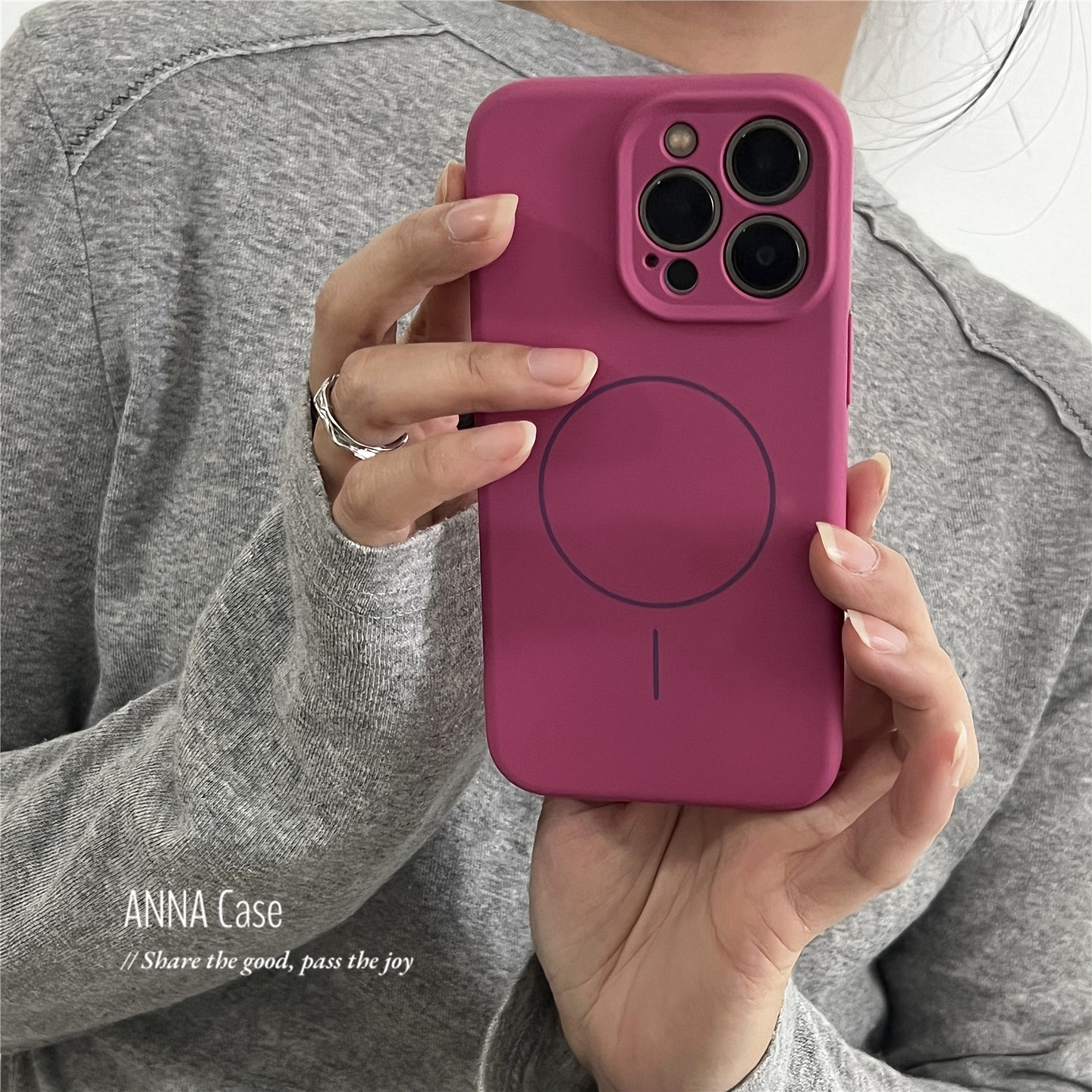 ANNACASE小众玫红火龙果色磁吸手机壳适用iphone17promax苹果15pro硅胶14新款16pro软壳13Promax防摔保护套17,3C数码配件,手机保护套/壳,淘宝优惠券,粉丝福利购,淘宝优惠卷