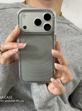 ANNACASE高级感清透灰波漾纹适用苹果17promax手机壳iphone14全包17pro新款15软壳16promax防摔保护套13男女