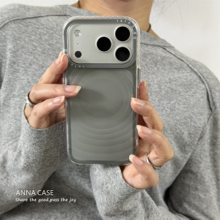 ANNACASE高级感清透灰波漾纹适用苹果17promax手机壳iphone14全包17pro新款 15软壳16promax防摔保护套13男女