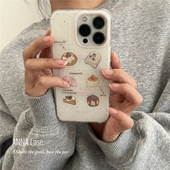 ANNACASE小众ins可爱粉白泼墨蛋糕磁吸手机壳适用iPhone16pro新款 17promax苹果15pro全包14女款 13防摔保护套